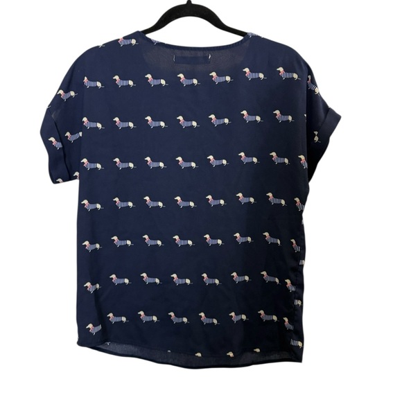 sm wardrobe Whimsical Daschund Novelty Print Blouse sz M - Picture 3 of 7
